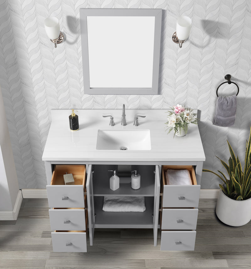 Hollister 48" Single Vanity with Sintered Stone Carrara Top