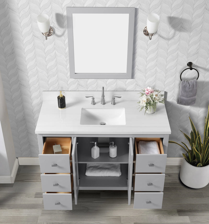 Hollister 48" Single Vanity with Sintered Stone Carrara Top