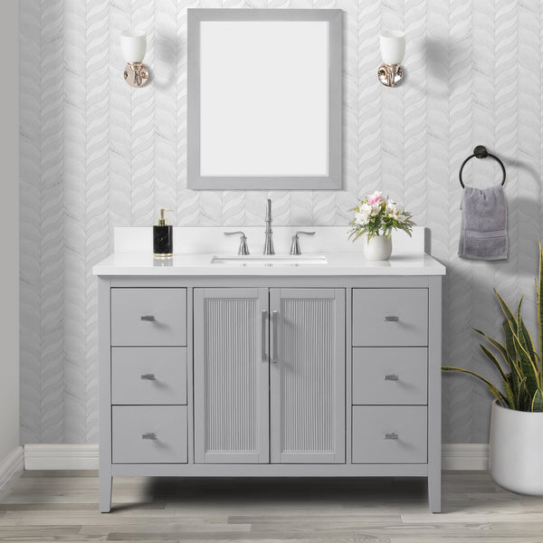 Hollister 48" Single Vanity with Sintered Stone Carrara Top