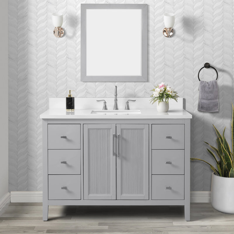 Hollister 48" Single Vanity with Sintered Stone Carrara Top