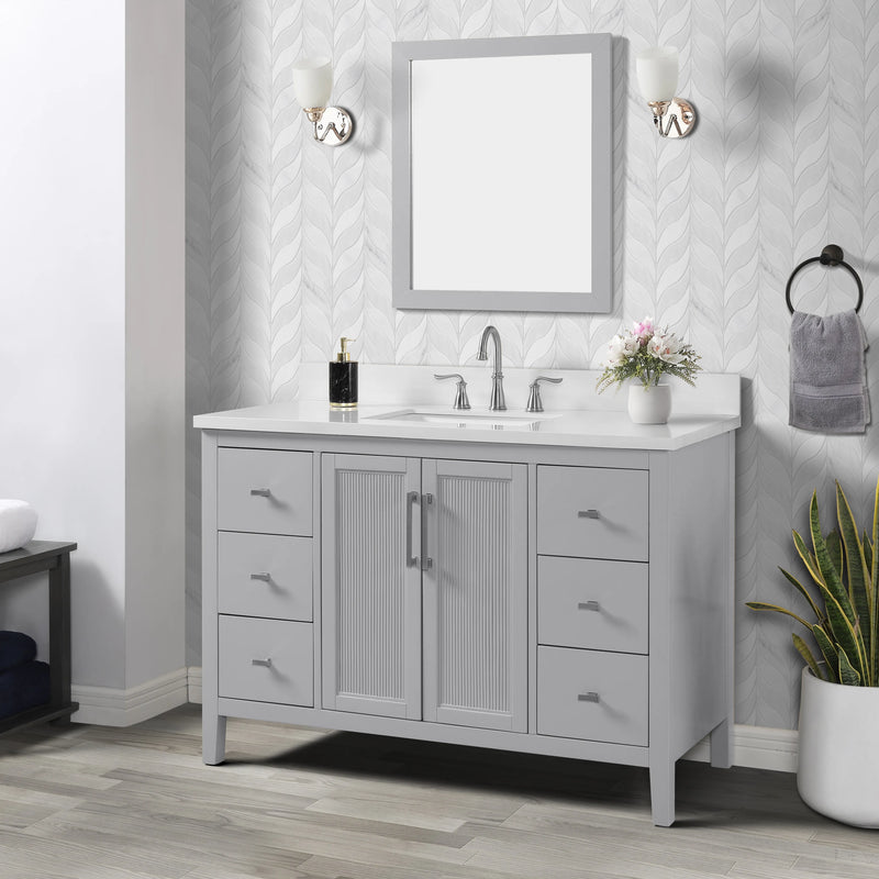 Hollister 48" Single Vanity with Sintered Stone Carrara Top