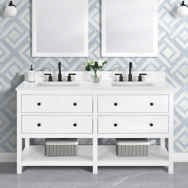 Encino 60" Single Vanity With Carrara Engineered Stone Top