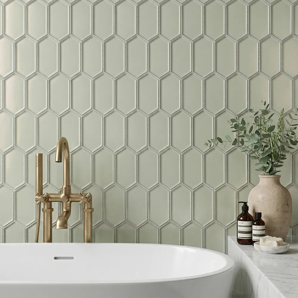 Stretched Hexagon Metallic 10-in x 12-in Glass Mosaic Wall Tile( 8.3 sq. ft. /Box )
