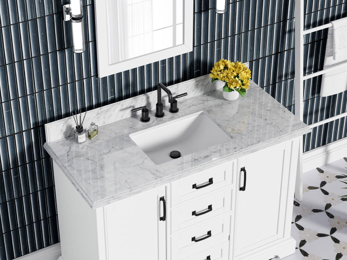 Rhoda 48" Vanity Set with Luxurious Carrara Marble Top