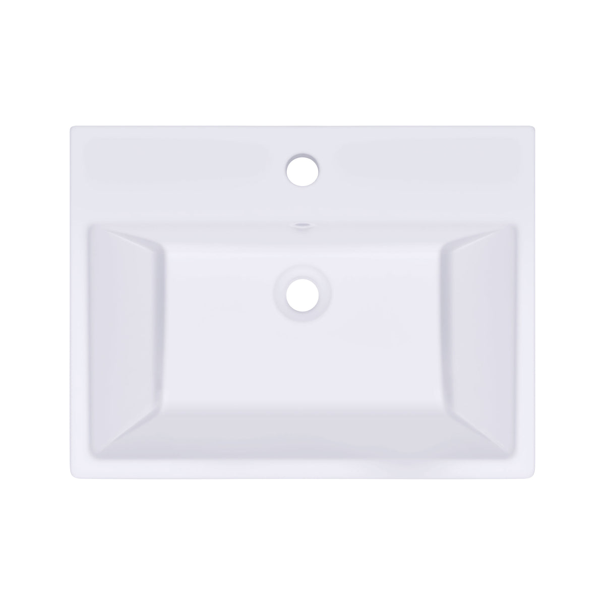 21 inch modern white ceramic bathroom vessel sink with overflow, rectangular above-counter design in matte white.