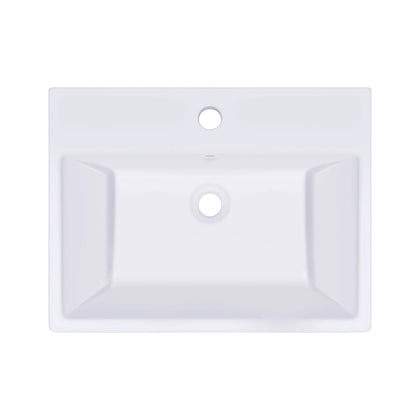 21 Inch Rectangular Modern White Ceramic Bathroom Vessel Sink with Overflow