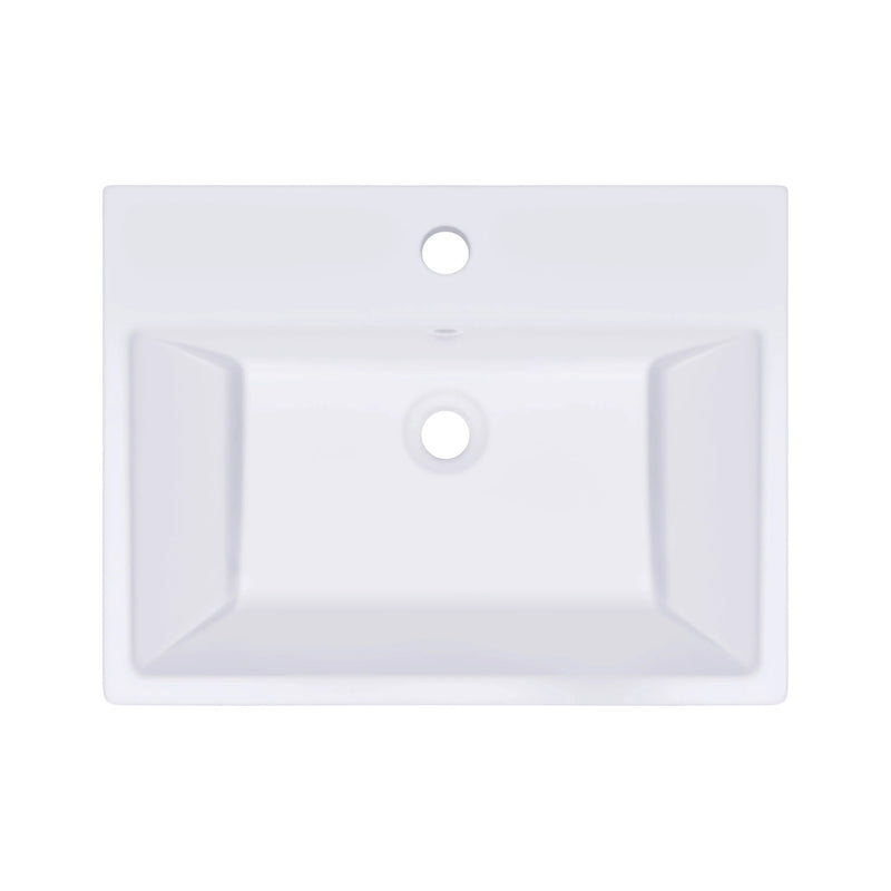 21 Inch Rectangular Modern White Ceramic Bathroom Vessel Sink with Overflow