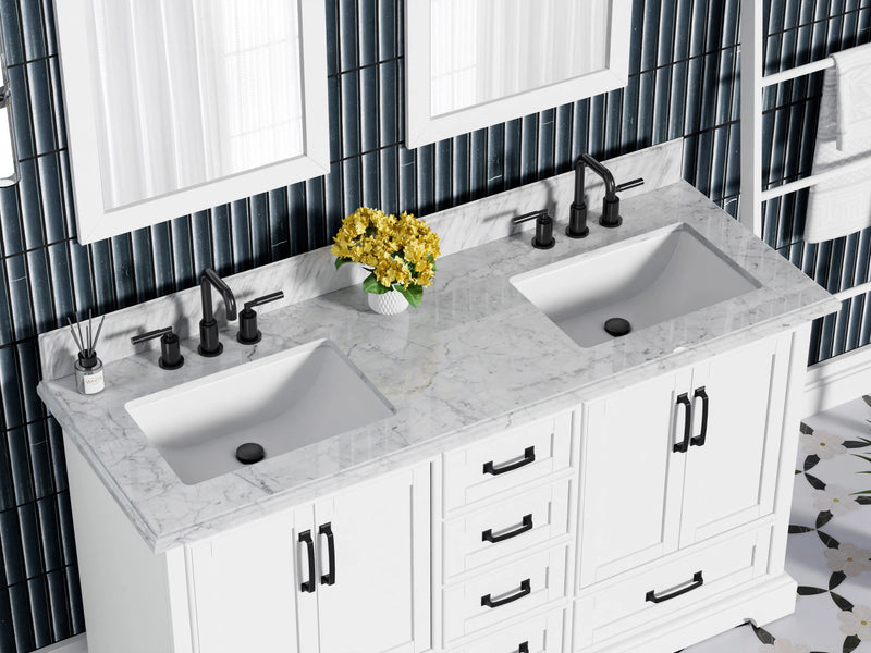 Rhoda 60" Vanity Set with Luxurious Carrara Marble Top
