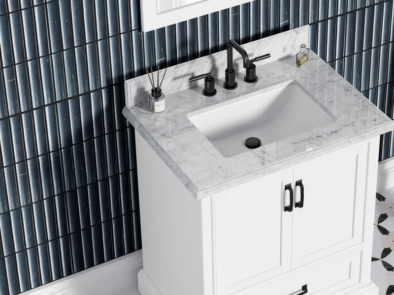 Rhoda 30" Vanity Set with Luxurious Carrara Marble Top