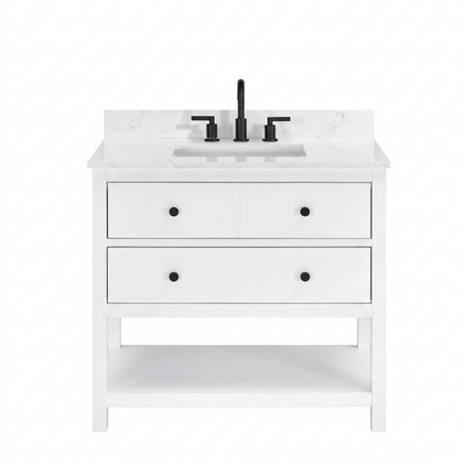 Encino 36" Single Vanity With Carrara White Quartz Stone Top