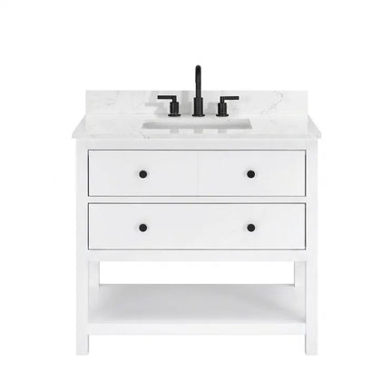 Encino 36" Single Vanity With Carrara White Quartz Stone Top