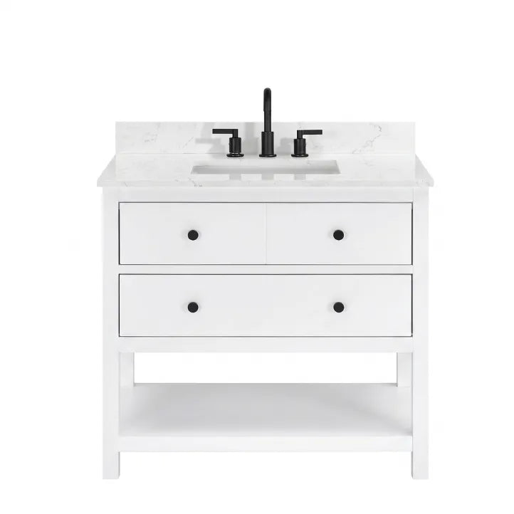 Encino 36" Single Vanity With Carrara White Quartz Stone Top