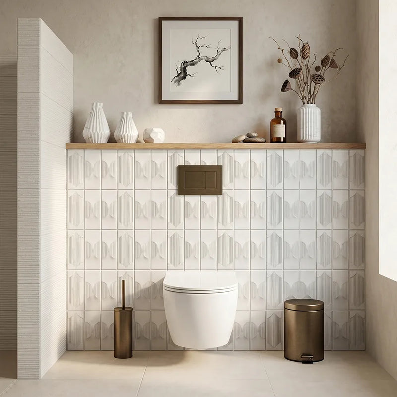 Arabesque Textured Handmade Cream 12-1/2-in x 16-in Porcelain Mosaic Floor and Wall Tile( 8.3 sq. ft. /Box )