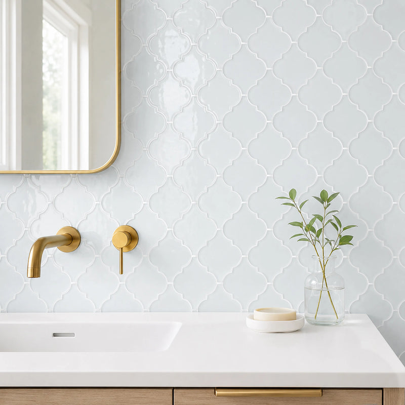 Arabesque Frosted 9-in x 12-in Glass Mosaic Wall Tile( 7.5 sq. ft. /Box )