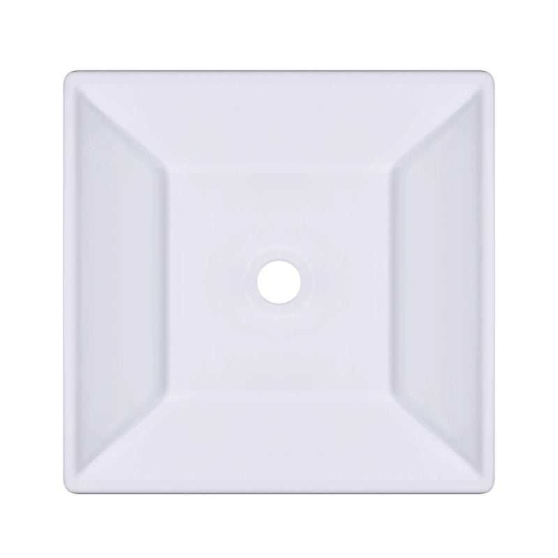 16" x 16" x 5" Square Modern White Ceramic Bathroom Vessel Sink