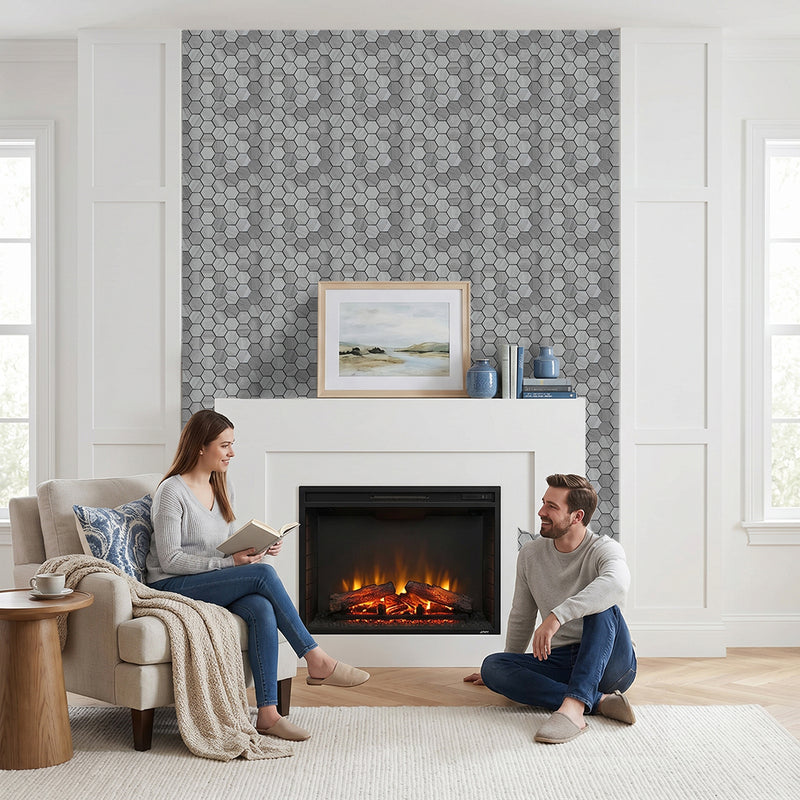 2-in Wooden White Hexagon 12-in x 12-in Honed Marble Mosaic Wall Tile( 5 sq. ft. /Box )