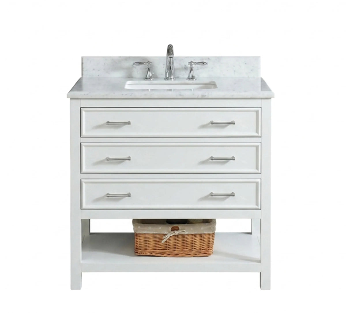 Manhattan 36" Single Vanity With Carrara Marble Top