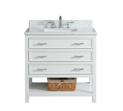 1.0 Manhattan 36" Single Vanity With Carrara Marble Top