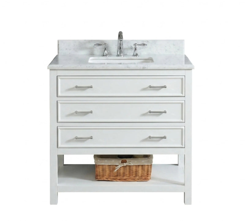 Manhattan 36" Single Vanity With Carrara Marble Top