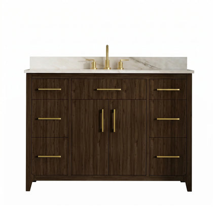 Warner 48" Single Vanity With Columbia White Marble Top