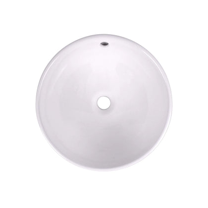 15 Inch Round Modern White Ceramic Bathroom Vessel Sink with Overflow
