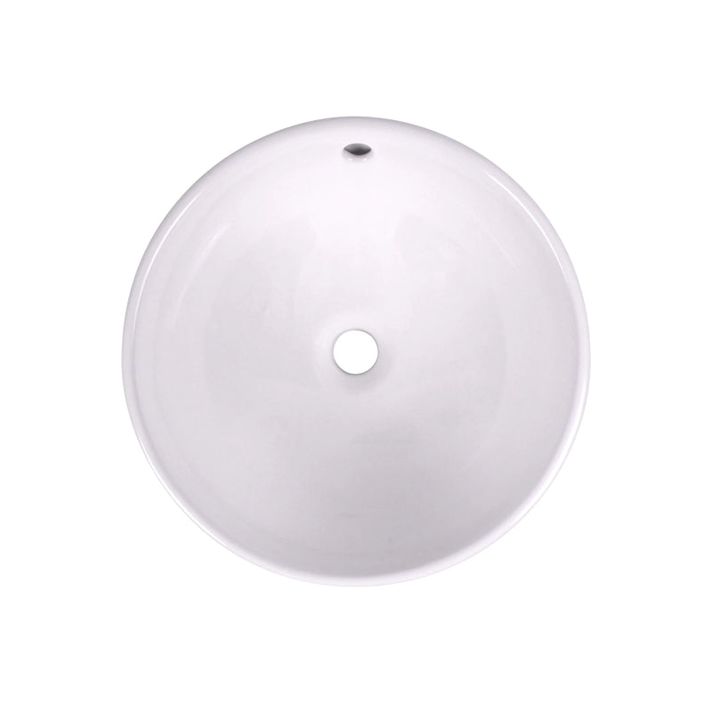 15 Inch Round Modern White Ceramic Bathroom Vessel Sink with Overflow
