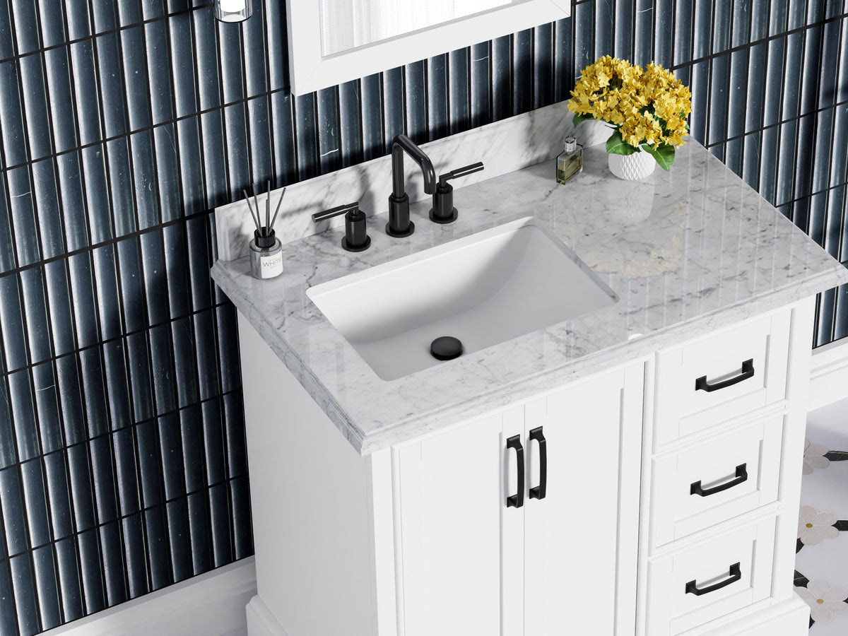 Rhoda 36" Vanity Set with Luxurious Carrara Marble Top