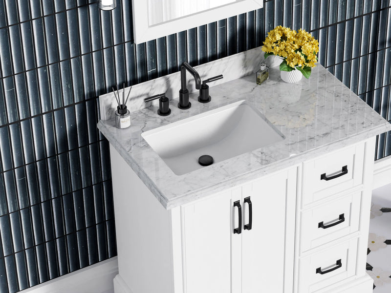 Rhoda 36" Vanity Set with Luxurious Carrara Marble Top