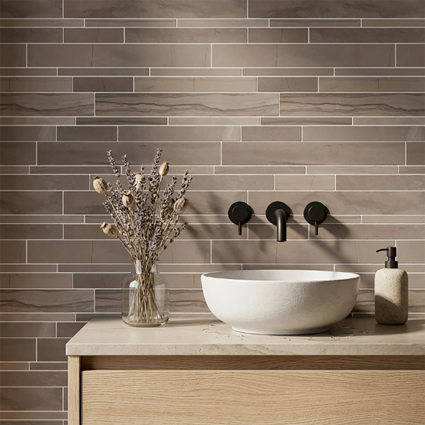 Athens Gray Random Strip 12-in x 12-in Honed Mosaic Wall Tile( 5 sq. ft. /Box )