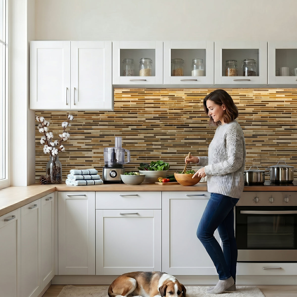 Natural Weave Random Strip Glass Mix 12-in x 13-in Glass Mosaic Wall Tile( 21.6 sq. ft. /Box )