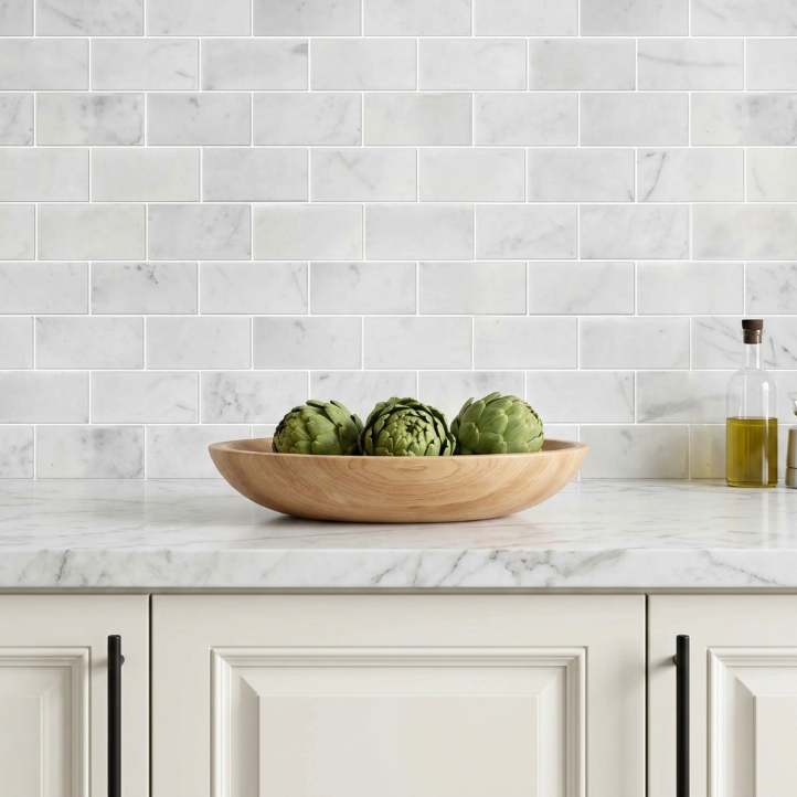 Calacatta 12-in x 12-in Polished Marble Mosaic Floor and Wall Tile( 5 sq. ft. /Box )