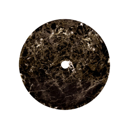 17 Inch Round Bowl Dark Emperador Marble Bathroom Artistic Vessel Sink