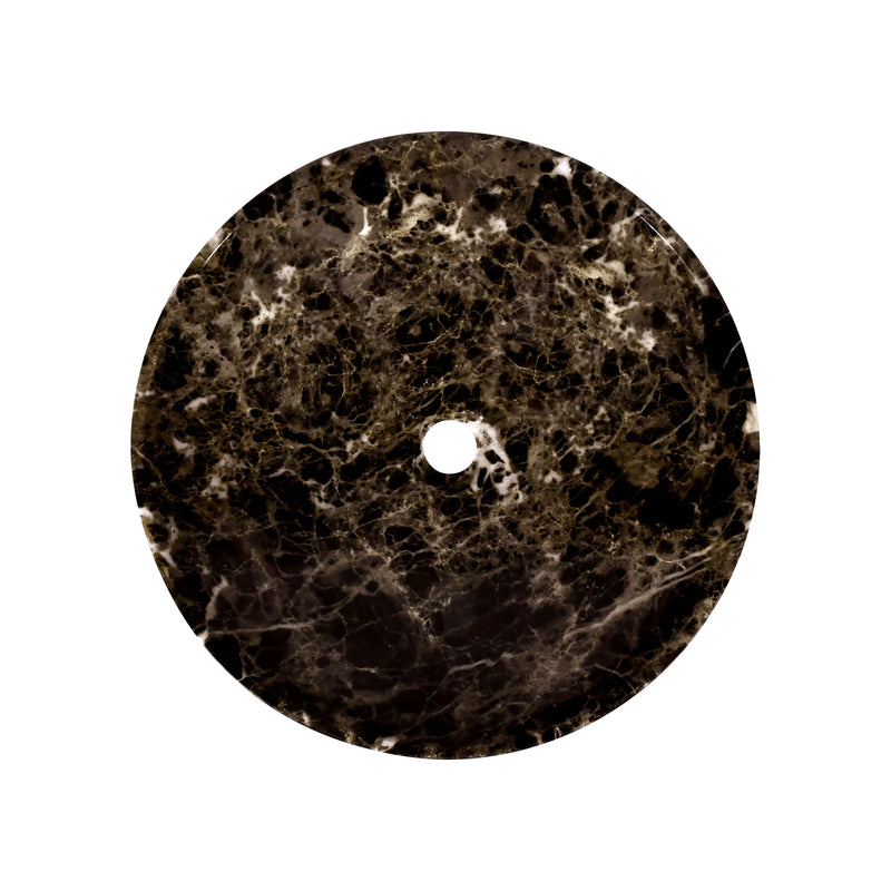 17 Inch Round Bowl Dark Emperador Marble Bathroom Artistic Vessel Sink