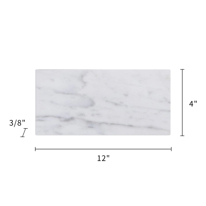 Carrara White 4-in x 12-in Polished  Marble Floor and Wall Tiles( 4.8 sq. ft. /Box )