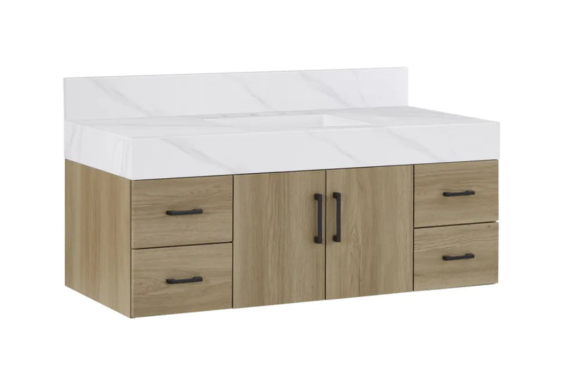 Utopia 48" Floating Bathroom Vanity with Calacatta Sintered Stone Top