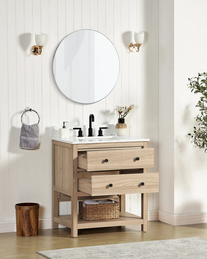 Encino 30" Single Vanity With Carrara White Quartz Stone Top