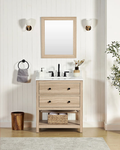 Encino 30" Single Vanity With Carrara White Quartz Stone Top