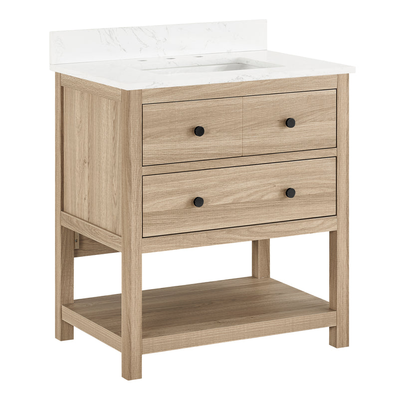 Encino 30" Single Vanity With Carrara White Quartz Stone Top