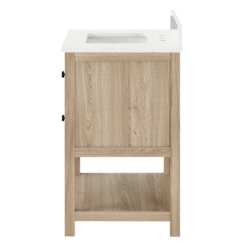 Encino 30" Single Vanity With Carrara White Quartz Stone Top-+ Light Oak Finish