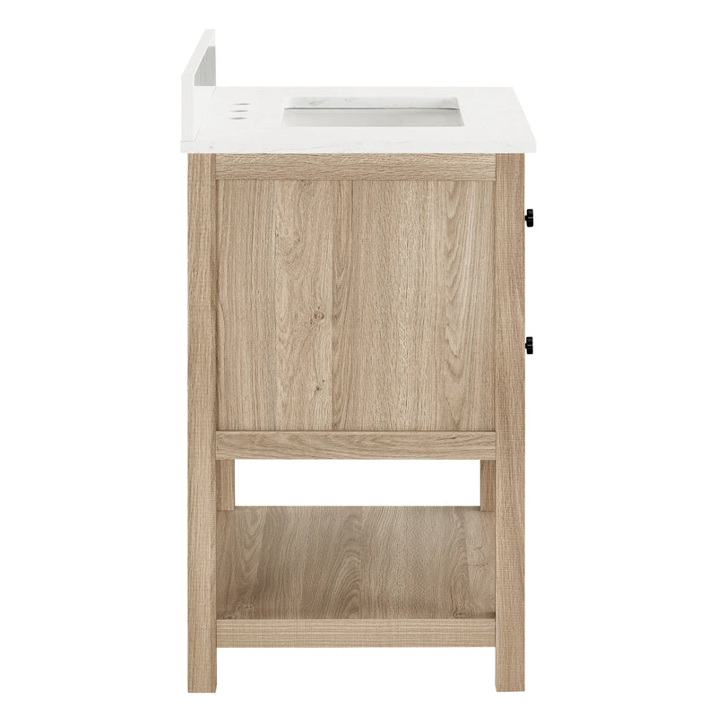 Encino 30" Single Vanity With Carrara White Quartz Stone Top-+ Light Oak Finish