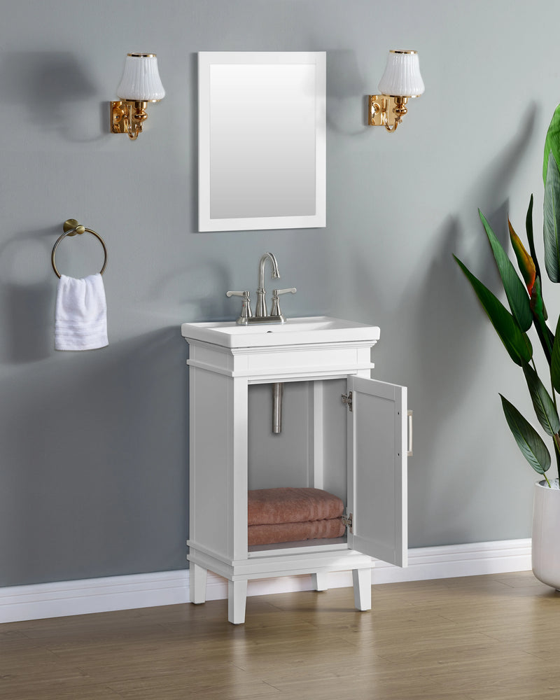 Elmington in Swan White Vanity 20" with Porcelain Top