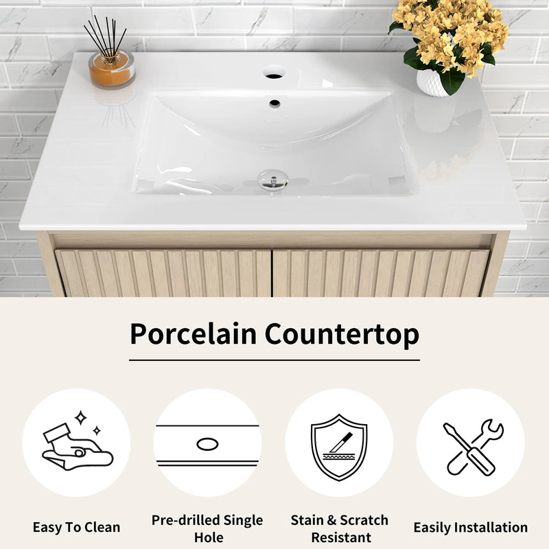 WM-Mena 30" Single Vanity With Porcelain Top