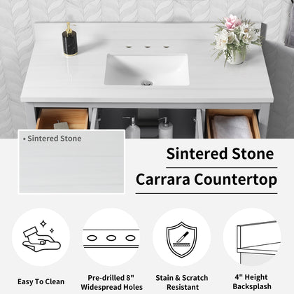 Hollister 60" Vanity Set with Sintered Stone Carrara Top