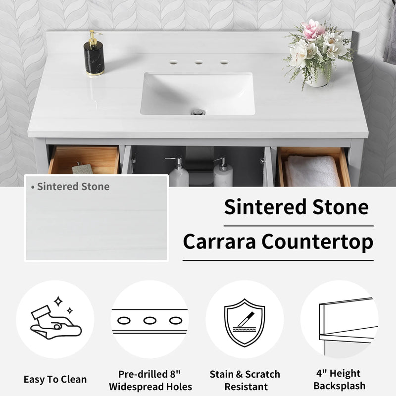 Hollister 60" Vanity Set with Sintered Stone Carrara Top