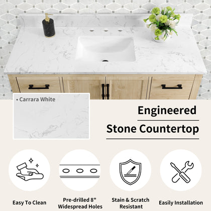 Hardin 48" Single Vanity With Carrara Engineered Stone Top