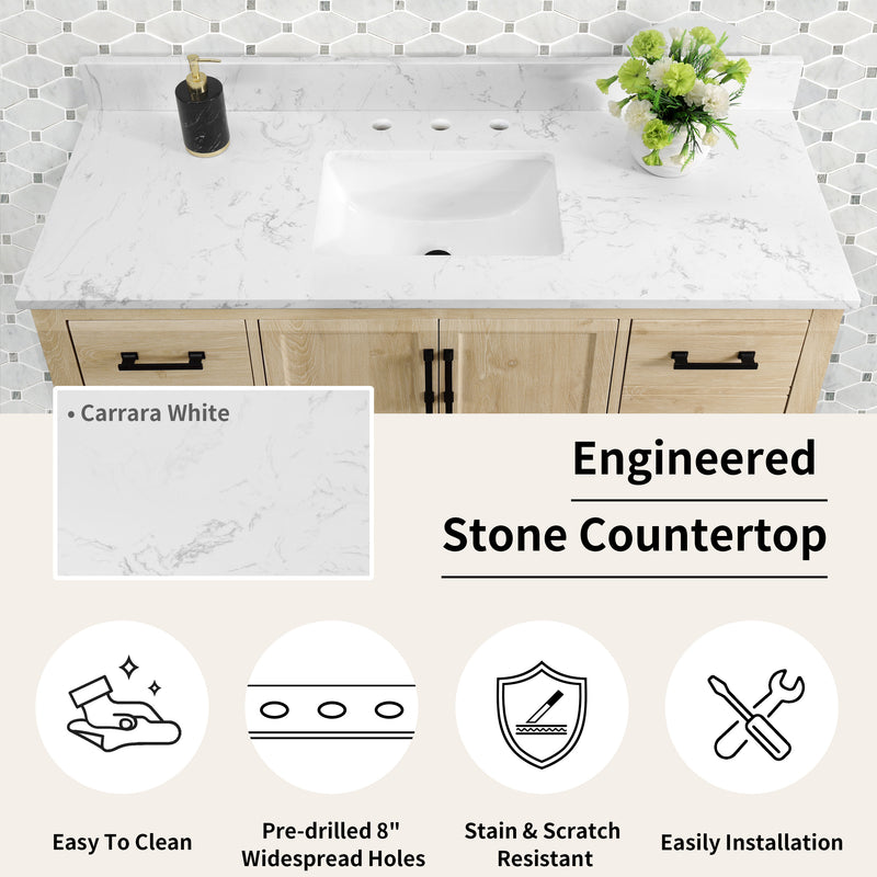 Hardin 48" Single Vanity With Carrara Engineered Stone Top