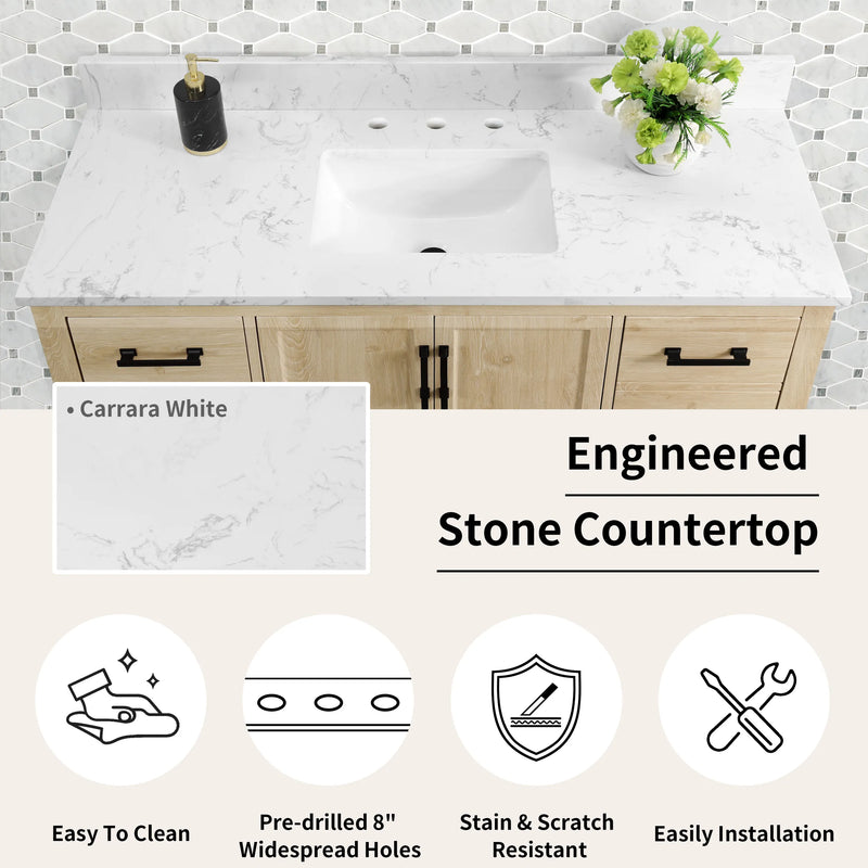 Hardin 48" Single Vanity With Carrara Engineered Stone Top
