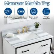 Hendrick 36" Soft White Vanity With Marmara Marble Top