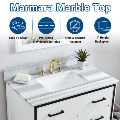 Hendrick 36" Soft White Vanity With Marmara Marble Top