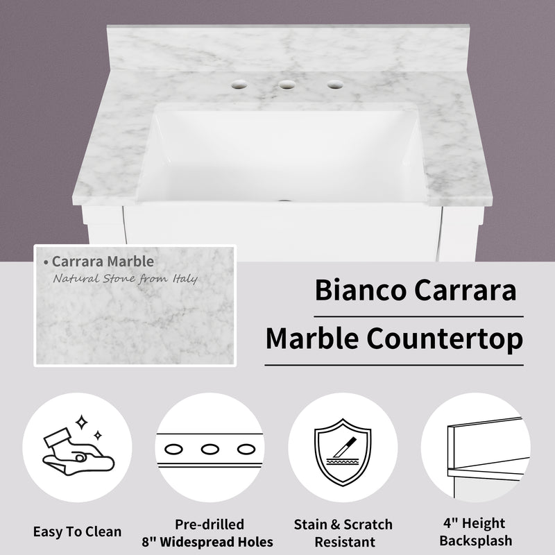 Farmington 48" Open Shelf Vanity Set with Premium Carrara Marble Top